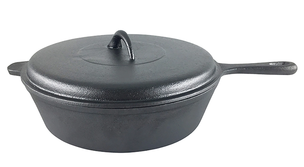 Large Cast Iron Shallow Cooking Pot Sauce Pans Set Nonstick