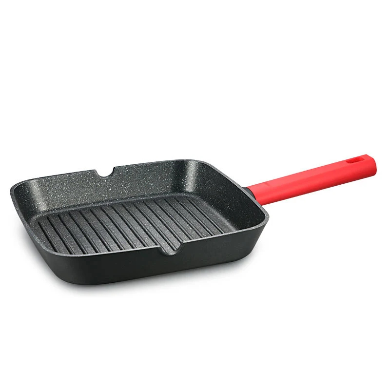 28cm Die Cast Aluminum Grill Pan Steak Egg Fry Pan Induction Bottom Cookware Griddles&Grill Pans