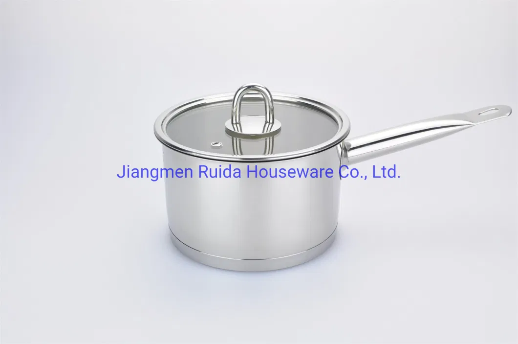 Stainless Steel Saucepan 16cm/18cm/20cm in High Quality G Shape Glass Lid