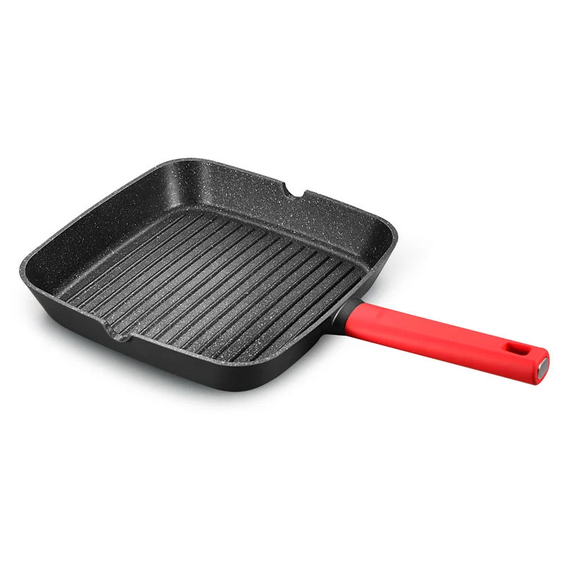 28cm Die Cast Aluminum Grill Pan Steak Egg Fry Pan Induction Bottom Cookware Griddles&Grill Pans