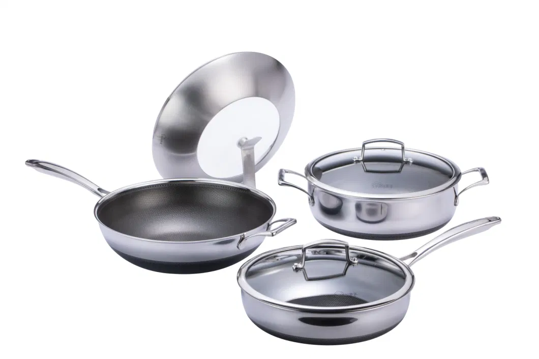 Hot Sales 3PCS Non-Stick Coating Stainless Steel Frying Pan Pot Cookware Set