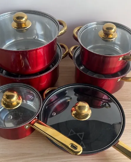 12PCS Pots and Pans Set Nonstick Cookware with Glass Lid