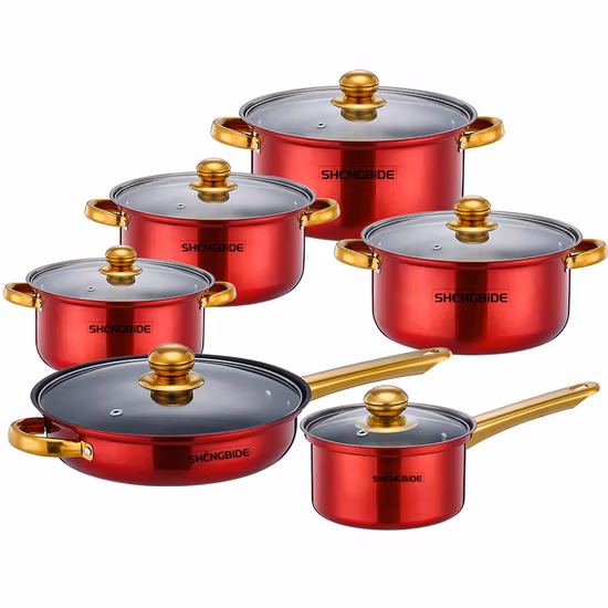 12PCS Pots and Pans Set Nonstick Cookware with Glass Lid