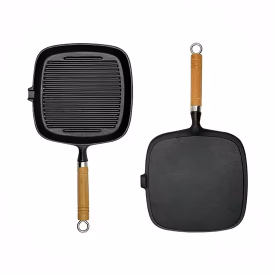 28cm Die Cast Aluminum Grill Pan Steak Egg Fry Pan Induction Bottom Cookware Griddles&Grill Pans
