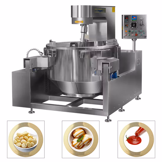 China Big Industrial Commercial Automatic Multi Planetary Tilting Curry Chili Bean Paste Mixing Making Electric Gas Steam Chipotle Sauce Cook Wok