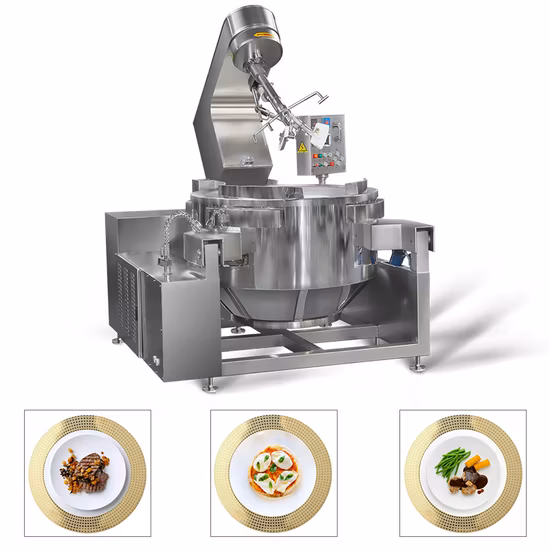 Restaurant Commercial Automatic Multi Function Planetary Tilting Curry Chili Bean Paste Mixing Making Electric Gas Steam Tomato Paste Cooking Wok
