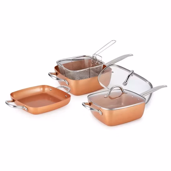 Steak Fry Pan 28cm Square Frypan Aluminum Cookware Non